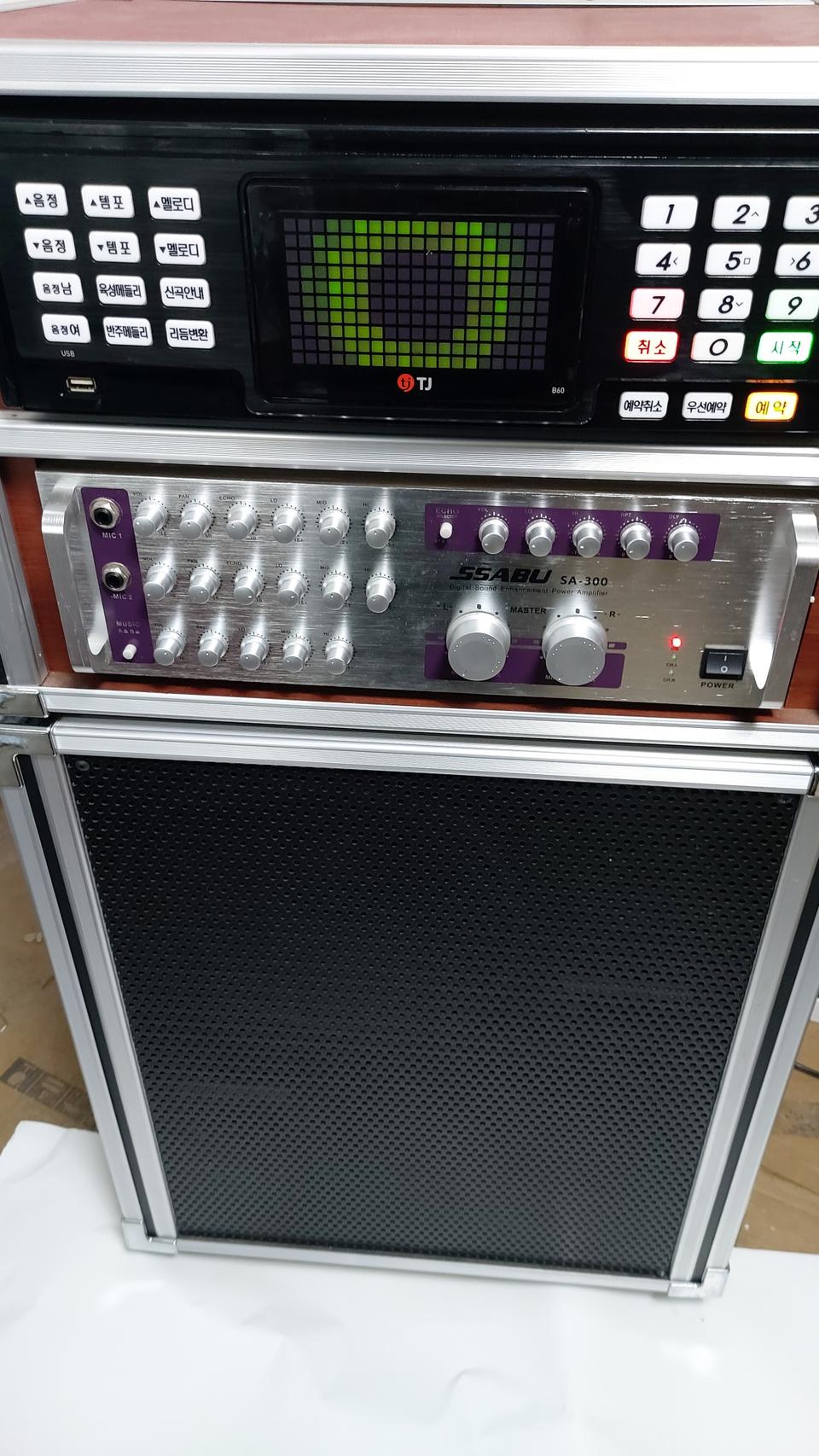 노래방기계태진2단분리이동형케이스tj미디어앰프스피커