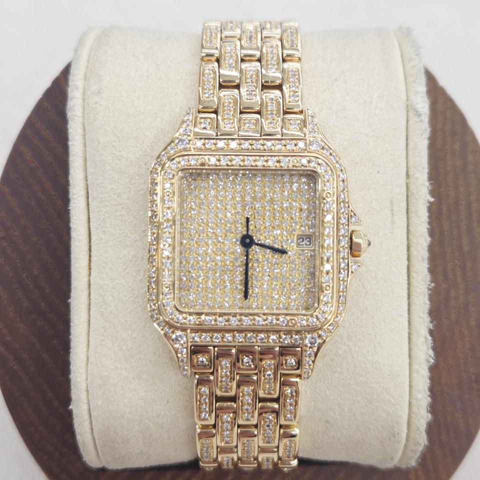 까르띠에 팬더 18k 금통 라지 쿼츠