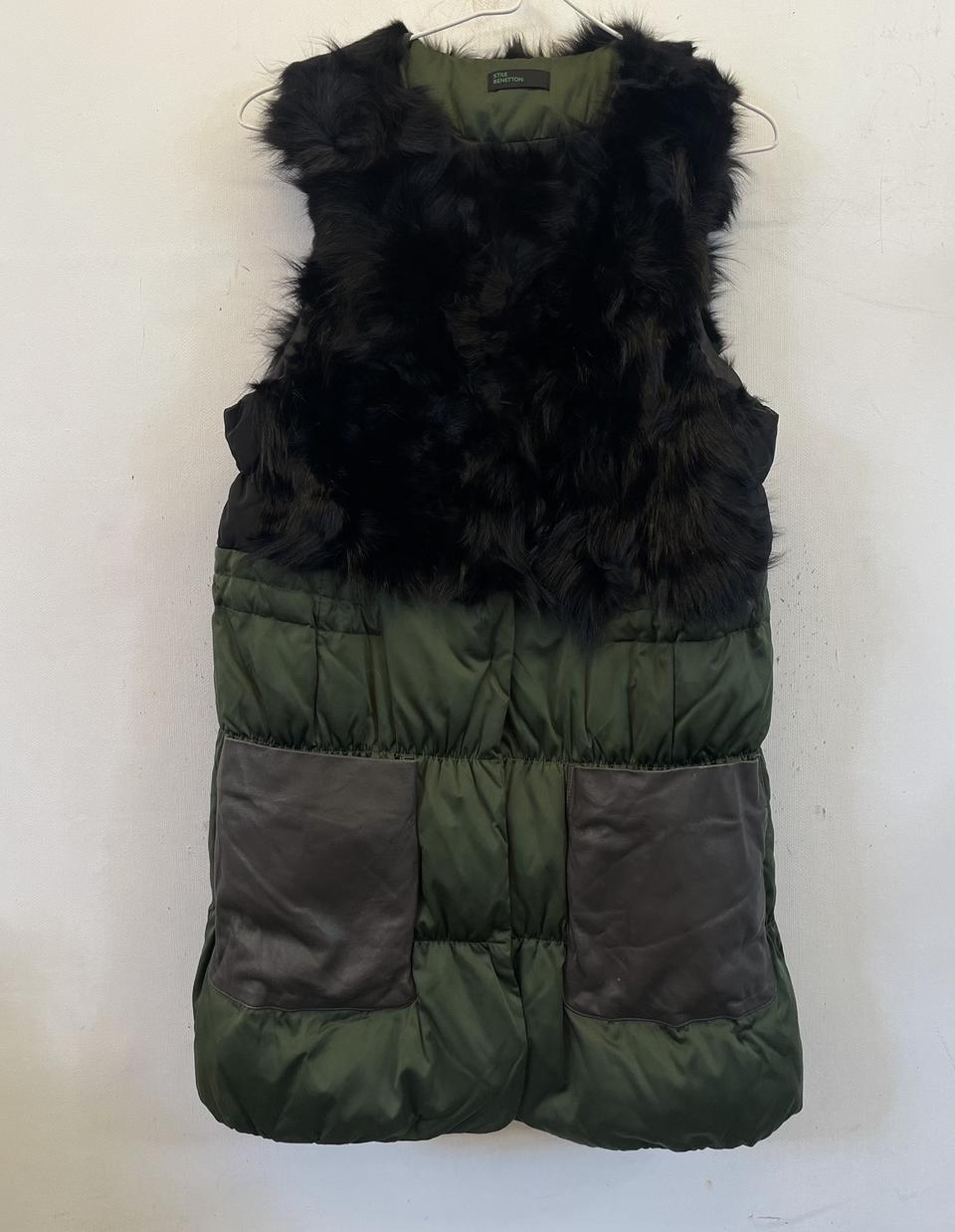 베네통 폭스퍼 양가죽 오리털패딩조끼:) 롱조끼베스트 덕다운 여우털조끼패딩