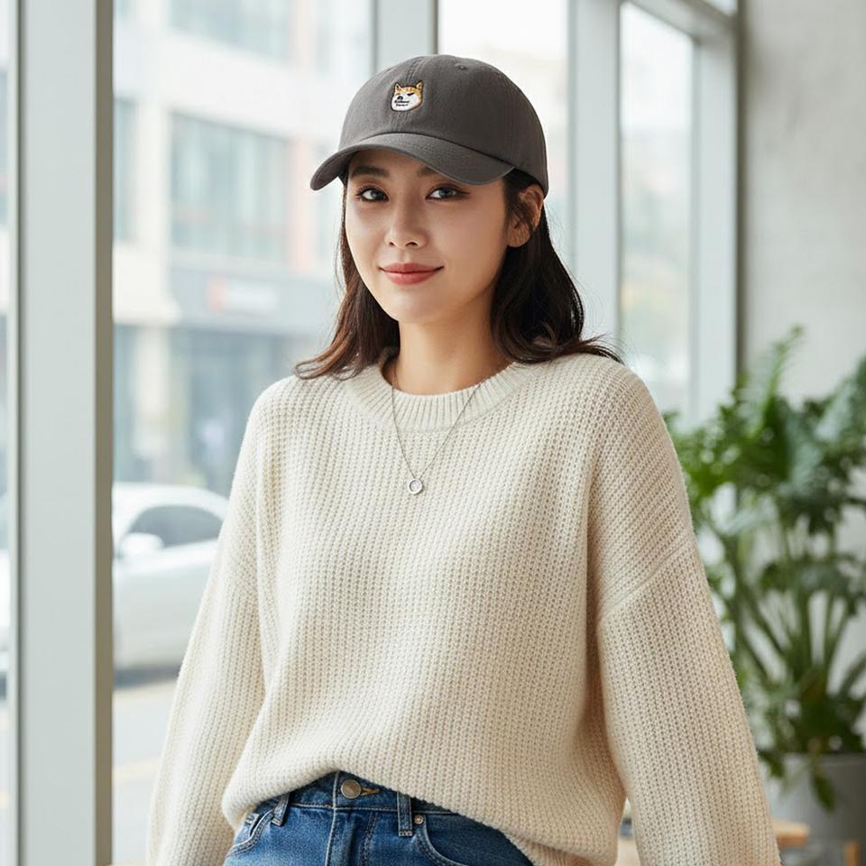 55-57cm 차콜 시바자수 코튼 중고 야구 모자 C012P -965