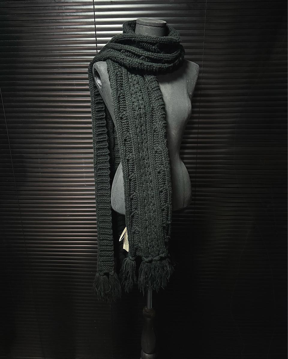 디젤 꽈배기 스웨터 니트 뚜거운 롱 머플러 목도리 프린지 술 장식 블랙