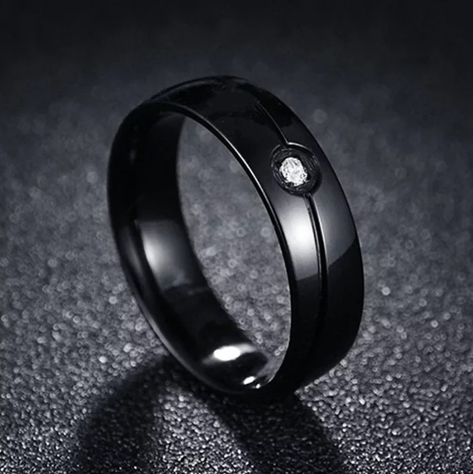 5/54. 티타늄/블랙 건 플래이팅/지르콘 반지