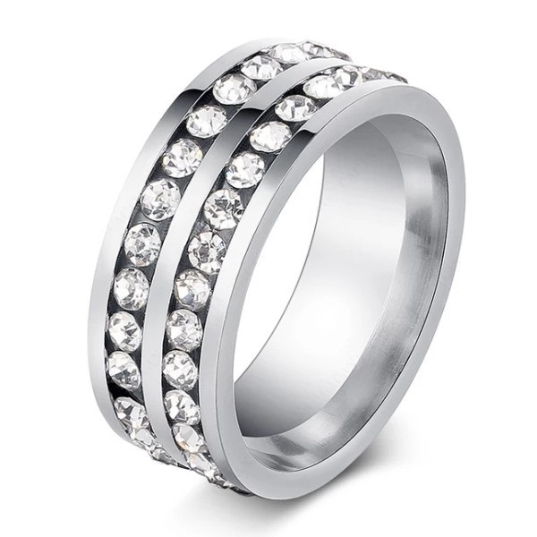 12-45.1-38. 써지컬 스틸/플래티늄 플래팅/큐빅 2행 반지