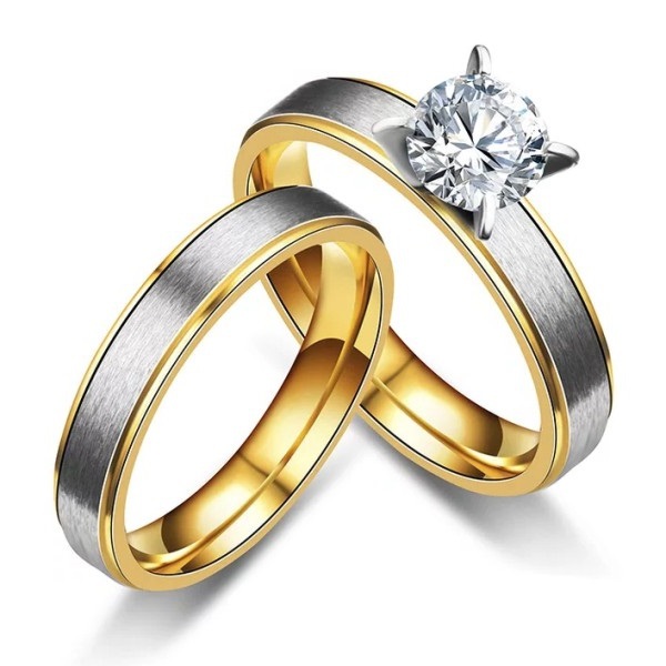 4-7. (2개/세트) 써지컬 스틸/18KGP/1캐럿 지르콘 반지