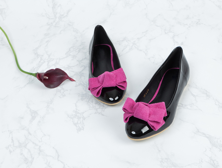 [새상품] 리본플랫 5종 블랙+핑크 에나멜 페이턴트 플랫슈즈