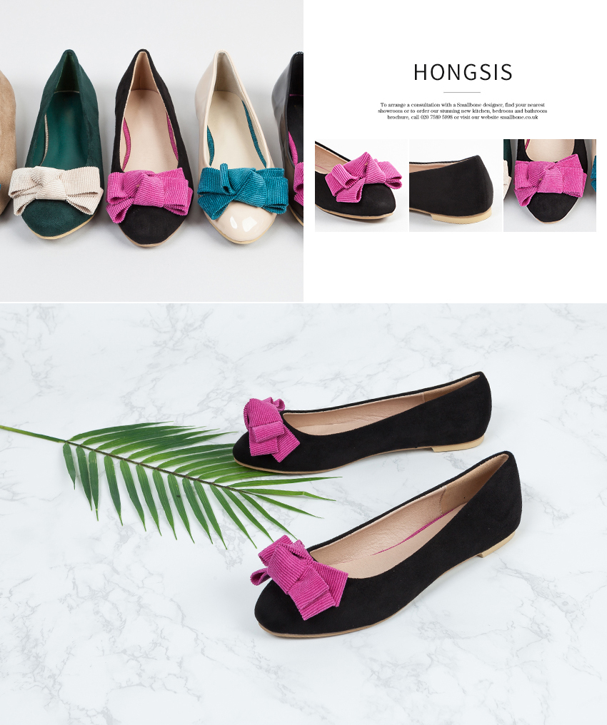 [새상품] 리본플랫 5종 블랙+핫핑크 스웨이드 플랫슈즈