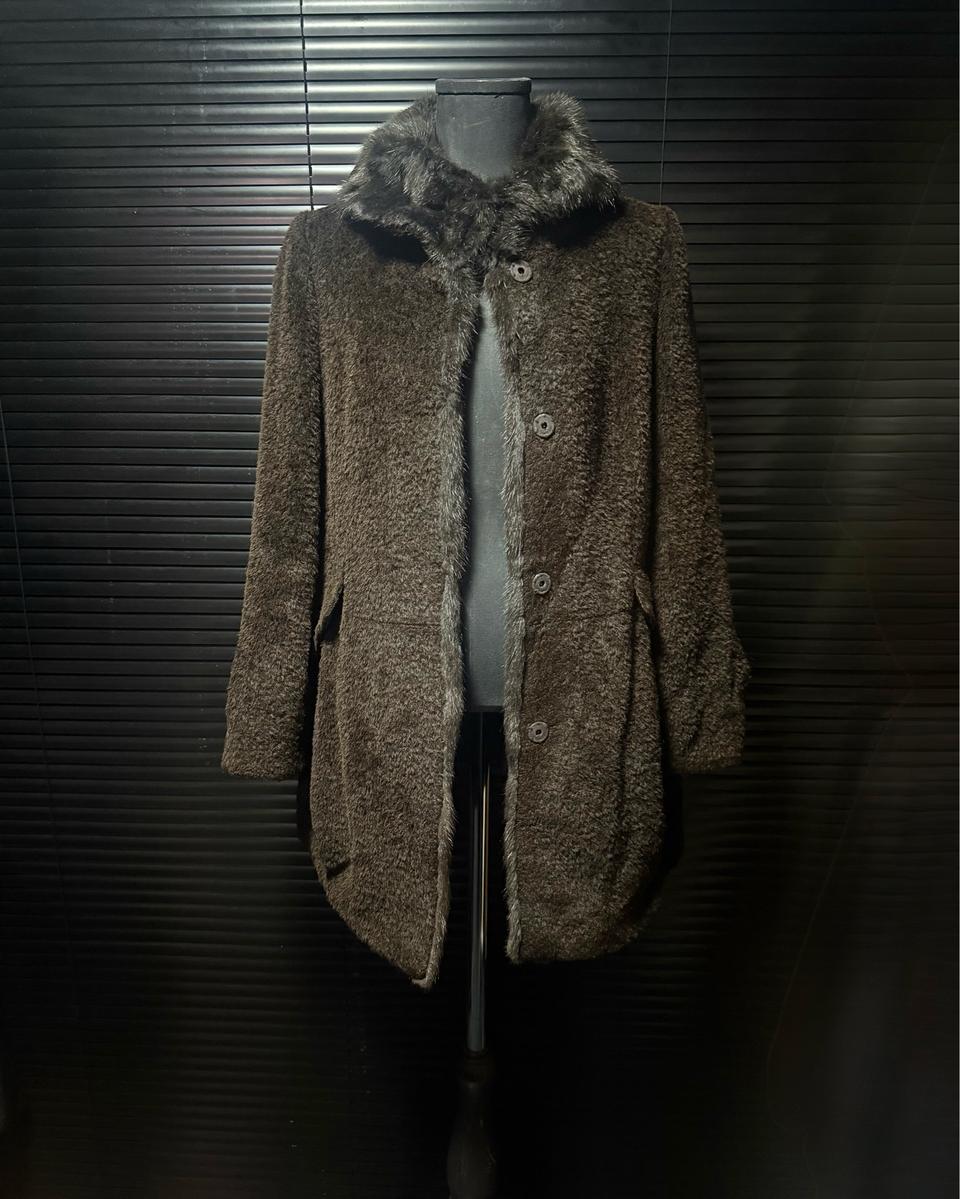 샤트렌 알파카 울 머스카렛 털 퍼 밍크 코트 브라운 갈색 90 S 하이넥