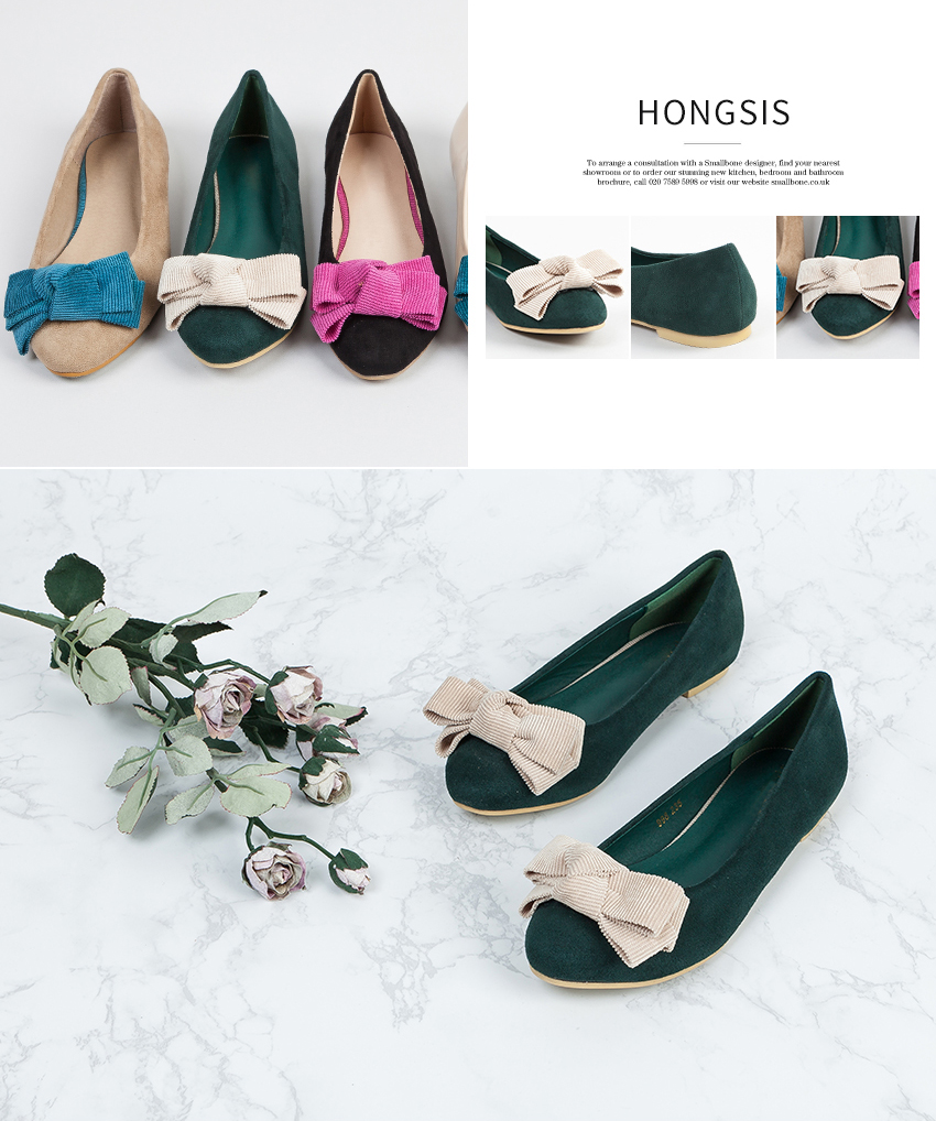 [새상품] 리본플랫 5종 자스민그린+아이보리 스웨이드 플랫슈즈