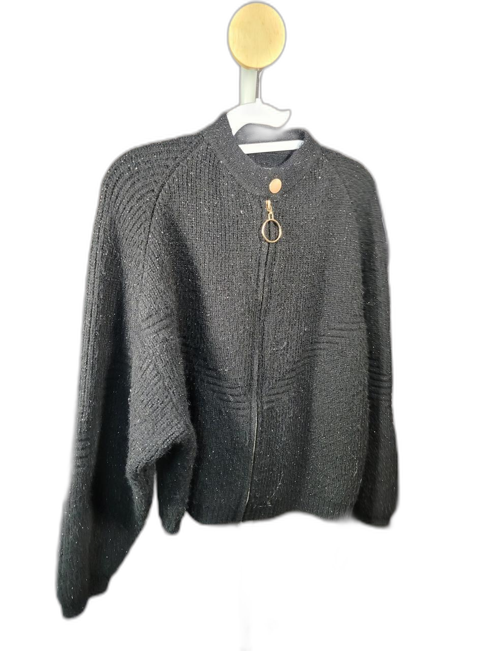 CC club 여성 블랙 니트 집업 가디건 F