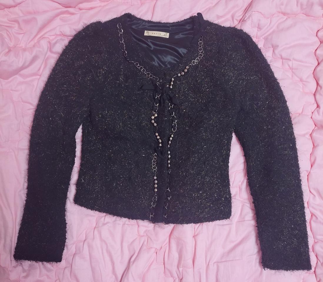 급처상태좋음!샤틴 샤넬느낌 리본 트위드 가디건 자켓 레니본st리즈리사st