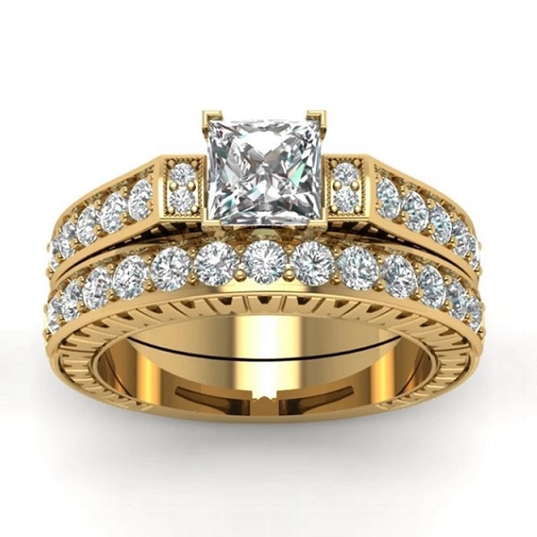 6-7. 18KGP/1캐럿 스퀘어 큐빅 지르코니아 2-in-1 반지