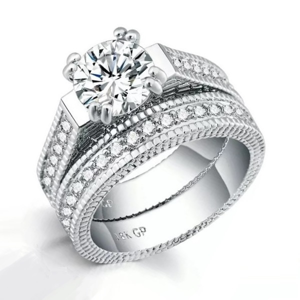 3-4. 18KGP/2캐럿 큐빅 2-in-1 예물/선물 반지