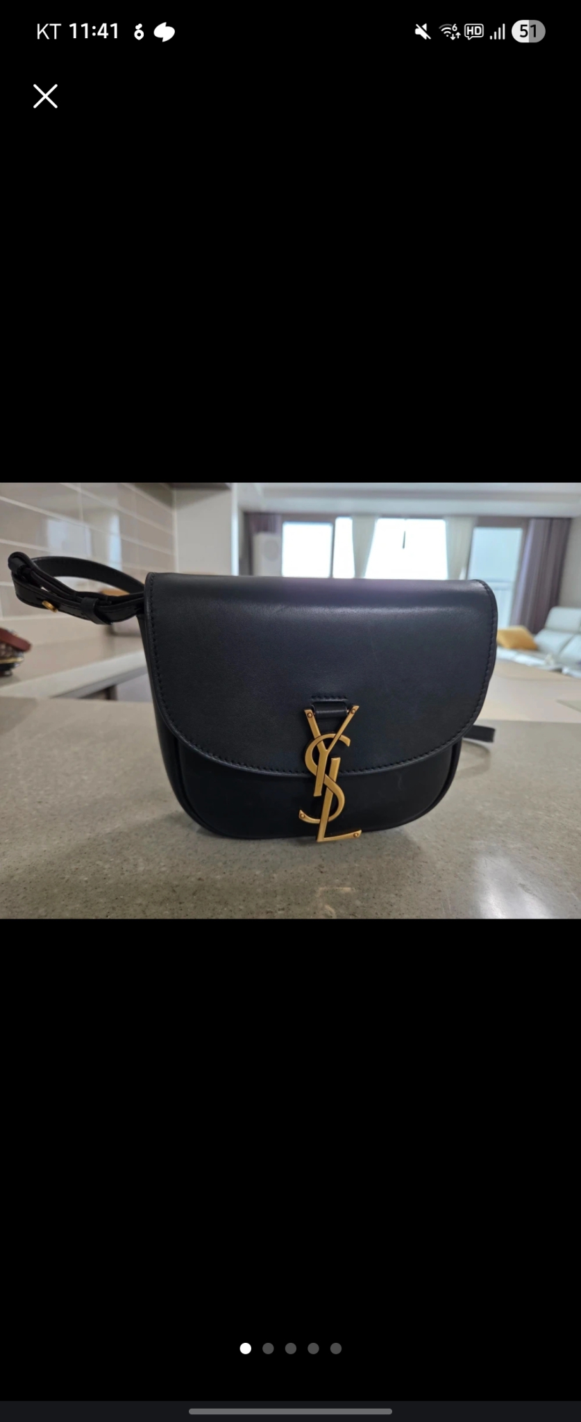 정품 생로랑 블랙 금장 로고 숄더백