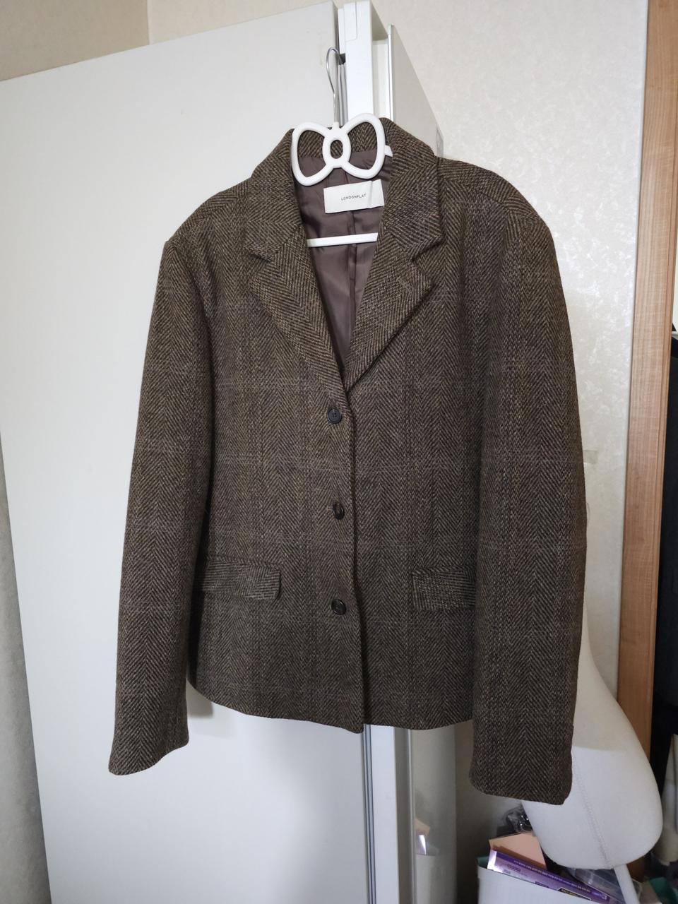 런던플랏 헤링본 자켓 브라운
