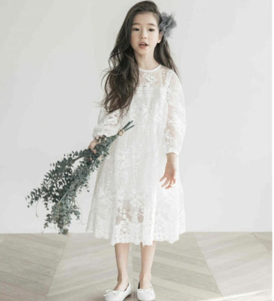 여아 롱 화이트 원피스