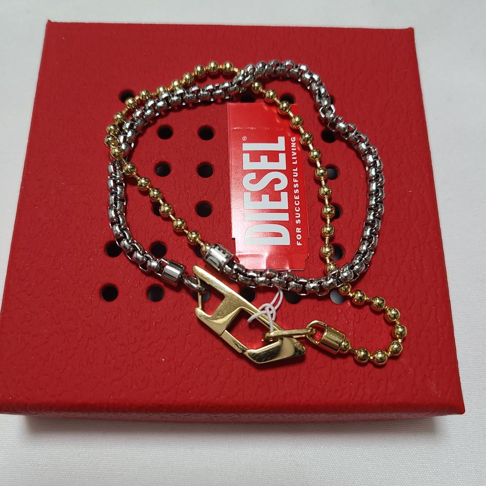 디젤 스테인리스 스틸 체인 투톤 팔찌 브레이슬릿 실버 골드