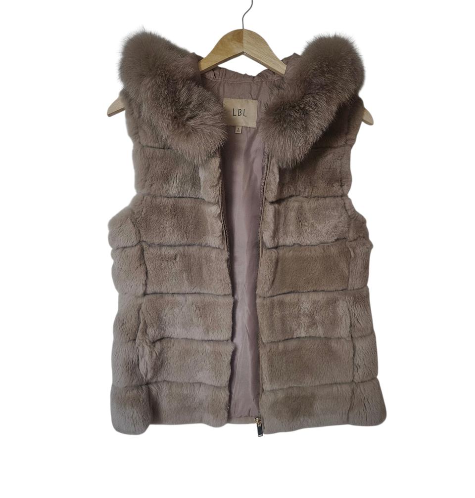 LBL 사가폭스 후드 퍼 조끼 베스트 S사이즈
