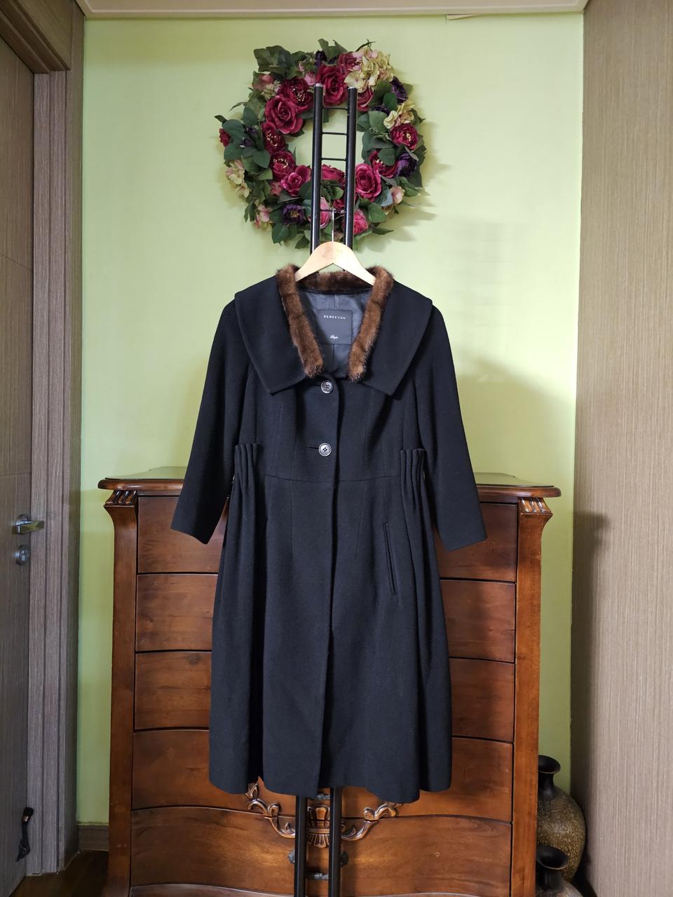 레니본 천연밍크배색 모캐시미어 코트