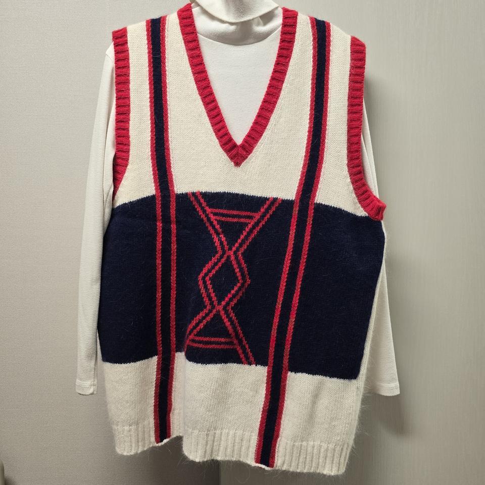 패턴 니트 베스트 조끼 프리사이즈