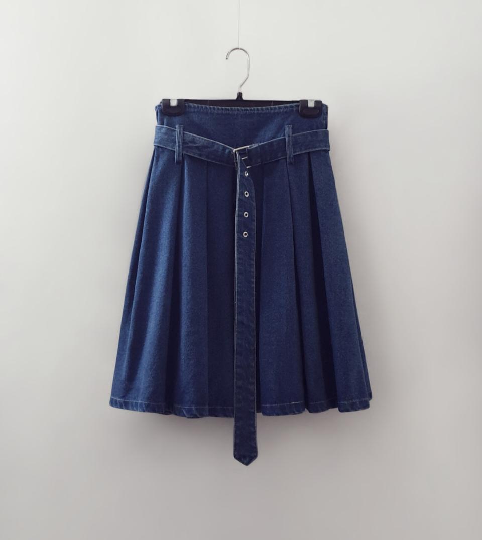 벨트 워싱 데님 스커트 새상품
