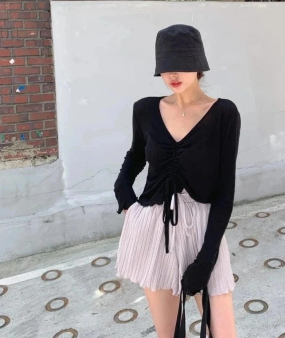 *린넨 스트링 루즈핏 긴팔티셔츠