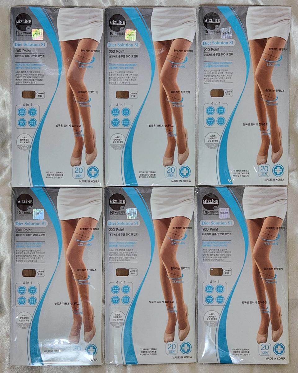 미즈라인 다이어트 슬루션 커피색 20D 압박스타킹 6족