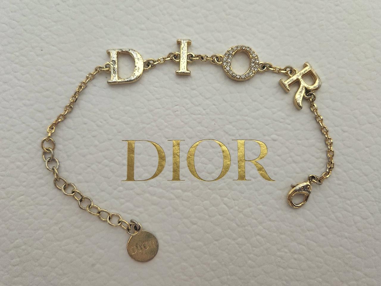 [급처/925silver/각인완벽] 디올 금장 DIOR 로고 큐빅 팔찌
