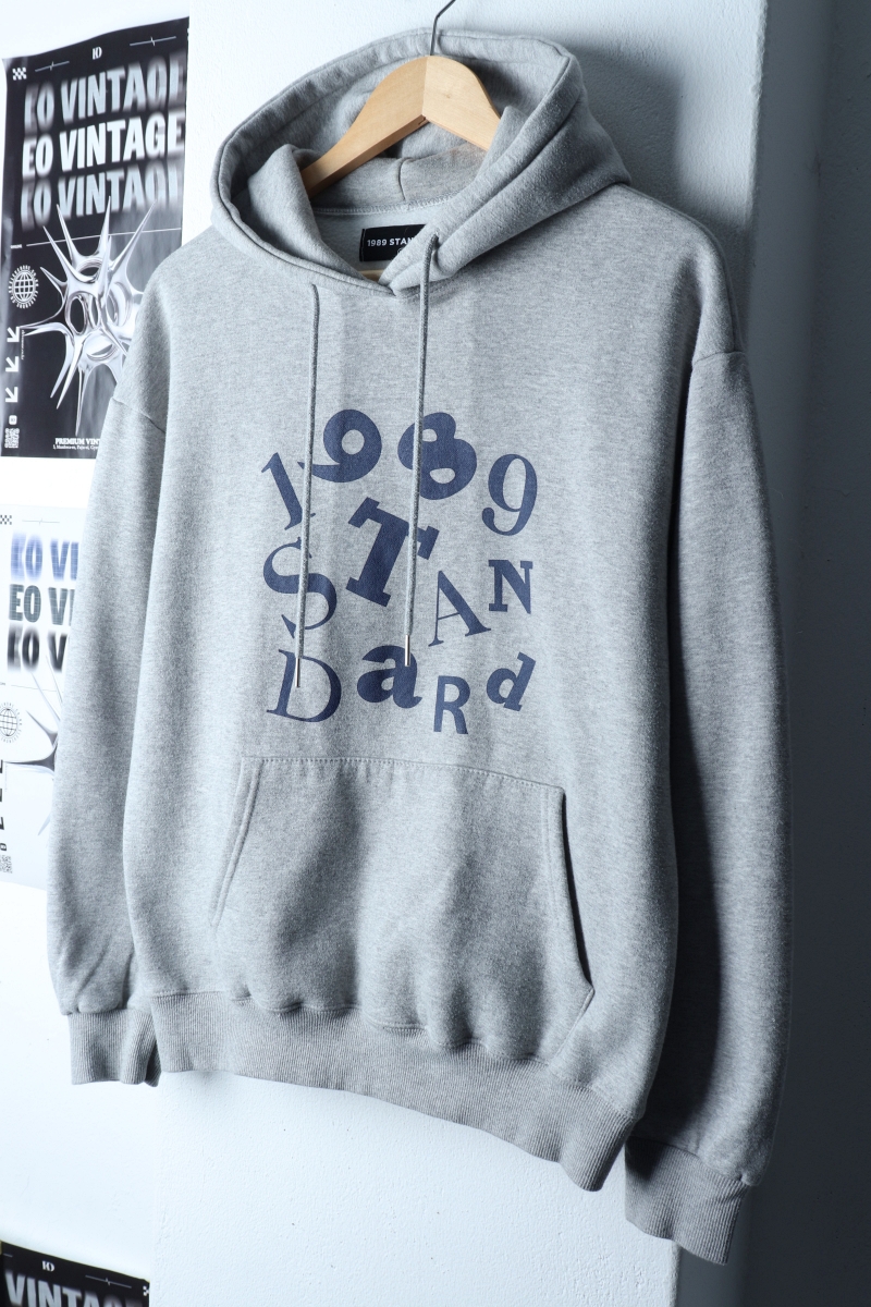 (M-L) 스탠다드 후드티셔츠 빅로고 네이비 기모-172DE