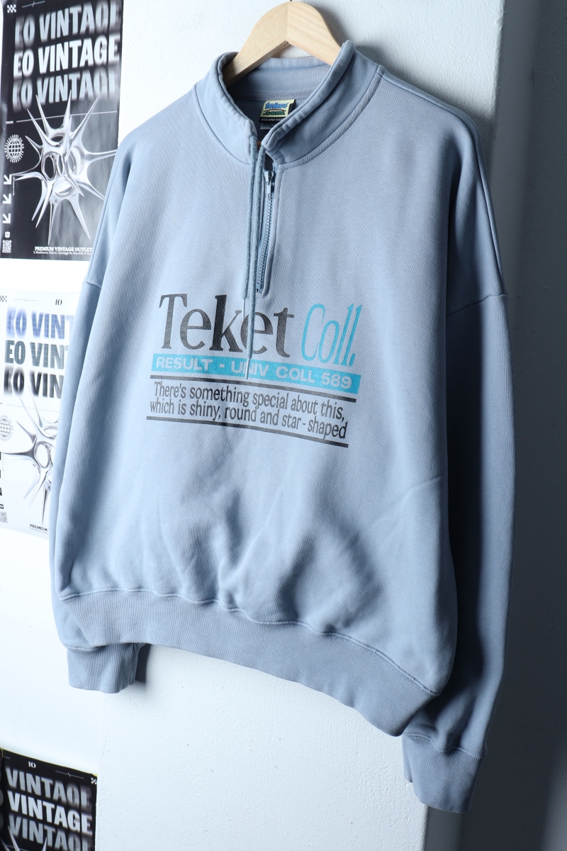 (M-L) 테켓 맨투맨 티셔츠 빅로고 반집업 연블루 올드스쿨-172E3