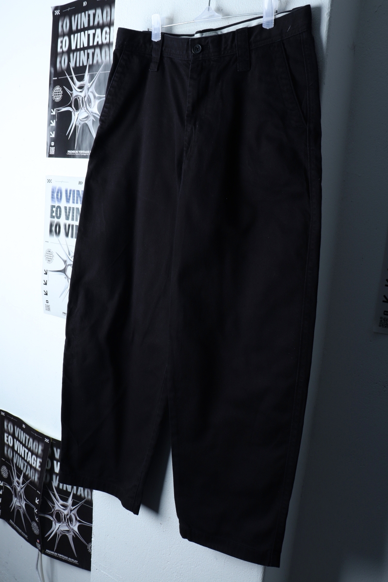 (L) 유니클로 면바지 팬츠 U라인 와이드 블랙-2408