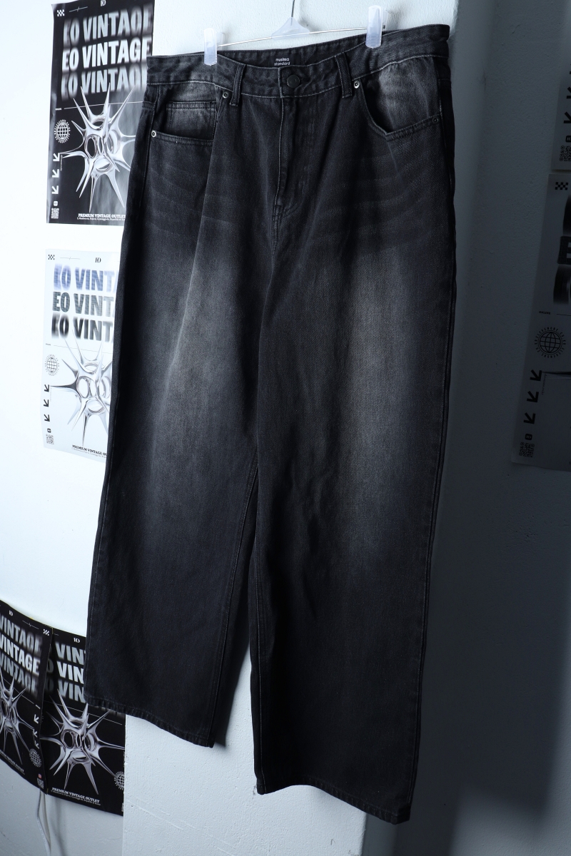 (3XL) 무신사 스탠다드 청바지 데님 빅사이즈 흑청 와이드핏-2412