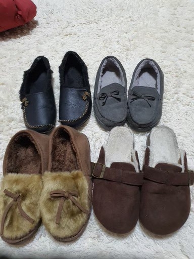 털 단화/230,235사이즈 4켤레 일괄가격- 검정색 털 실내화- 회