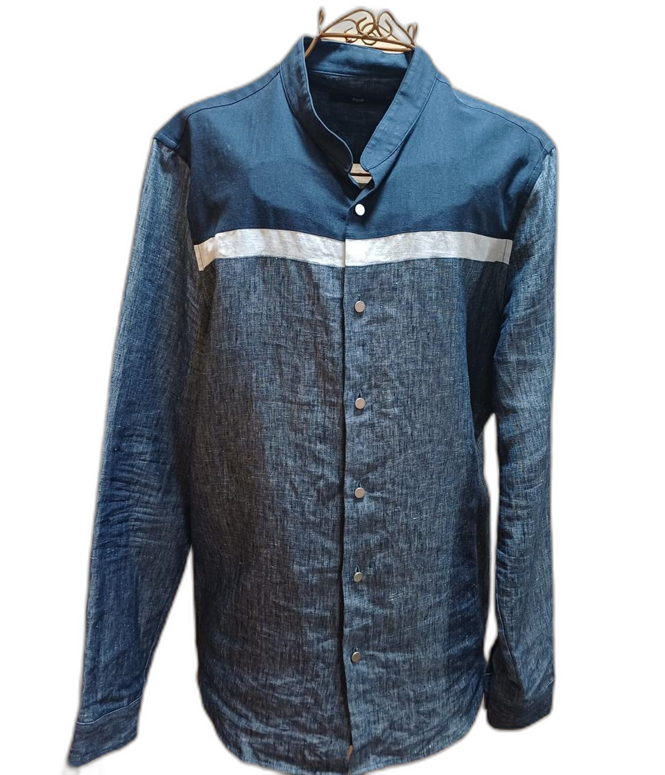 한섬 시스템 알비아테 린넨 배색 셔츠 95 size SYSTEM