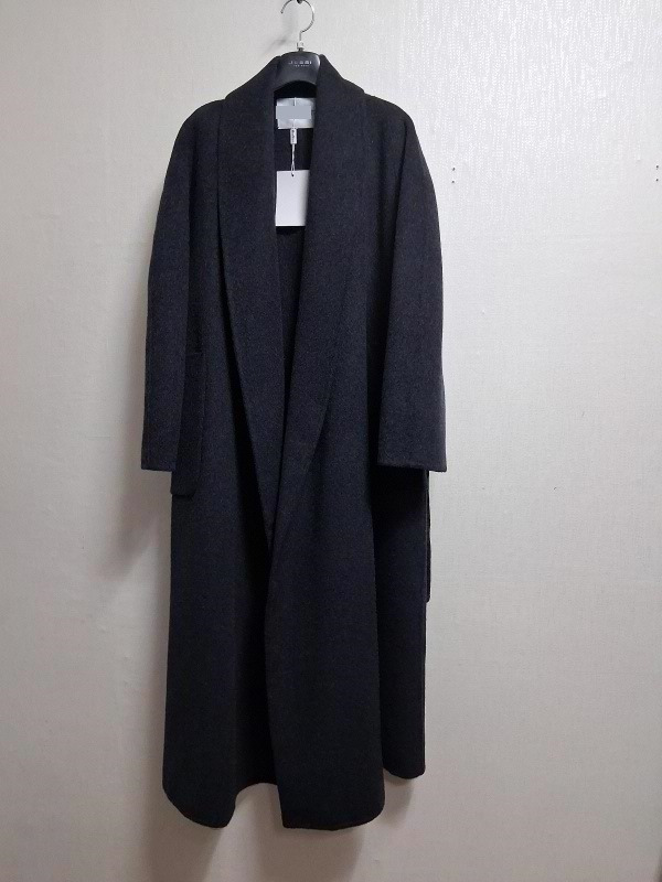 M 스타일 캐시미어10% 함유 두터운 진회색 양모롱코트 숄카라 88까지 