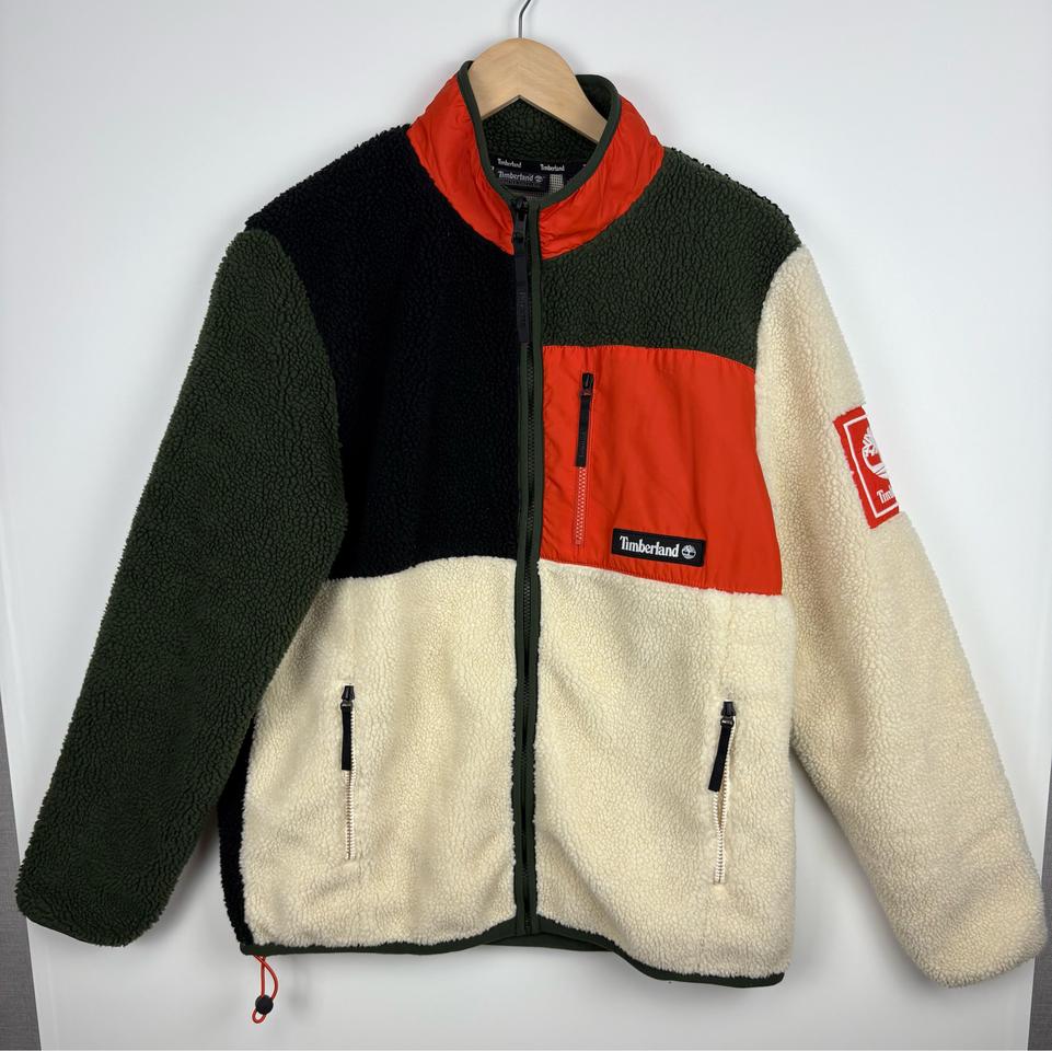 팀버랜드 컬러 블록 쉐르파 배색 플리스 집업 자켓