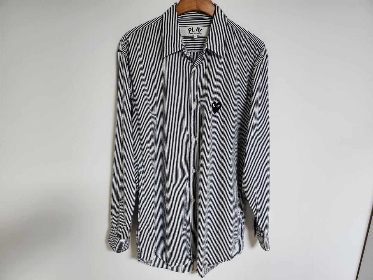 [XL] 꼼데가르송 스트라이프 하트와펜 남성 셔츠