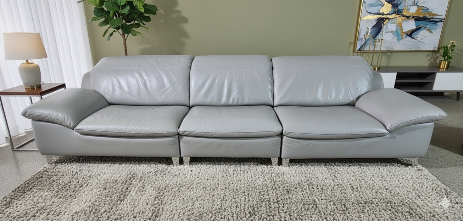 칼리아 이탈리아 이태리 전체 천연가죽 4인 소파쇼파(헤드레스트기능)