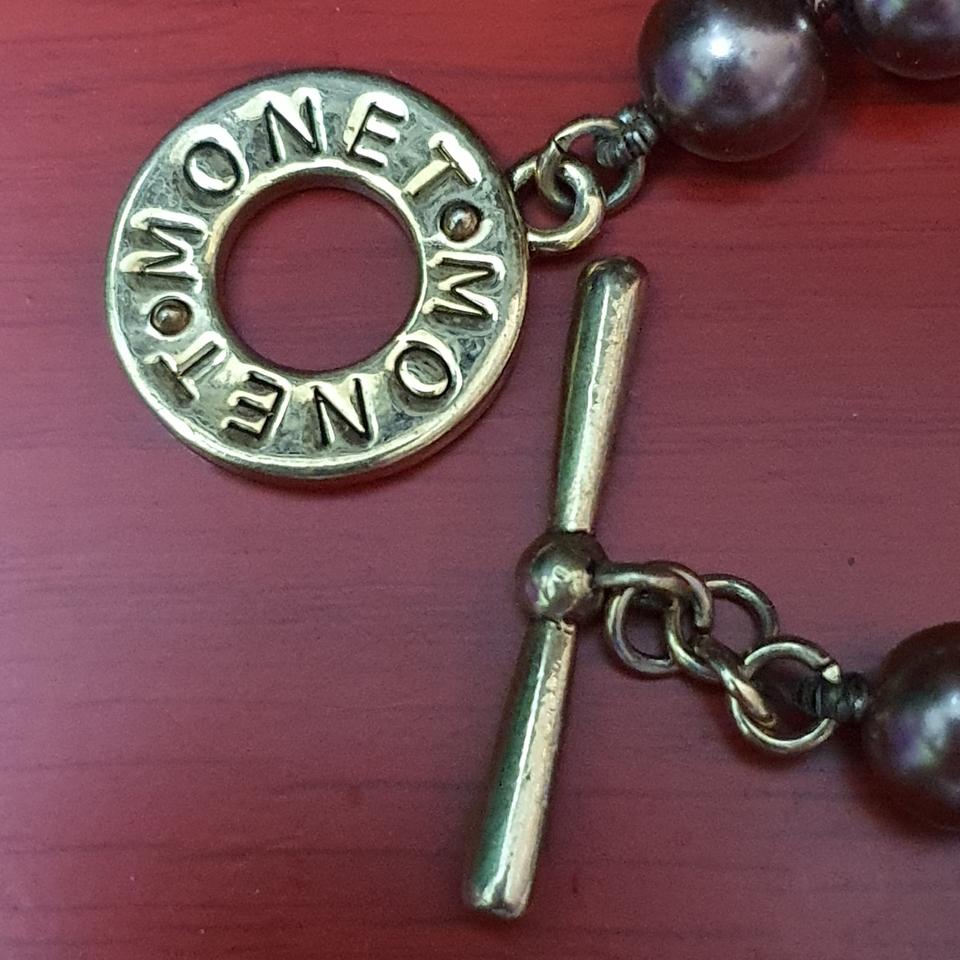 빈티지 모네 진주 팔찌, 1980년대 제작,  타히티산 유리, 토글