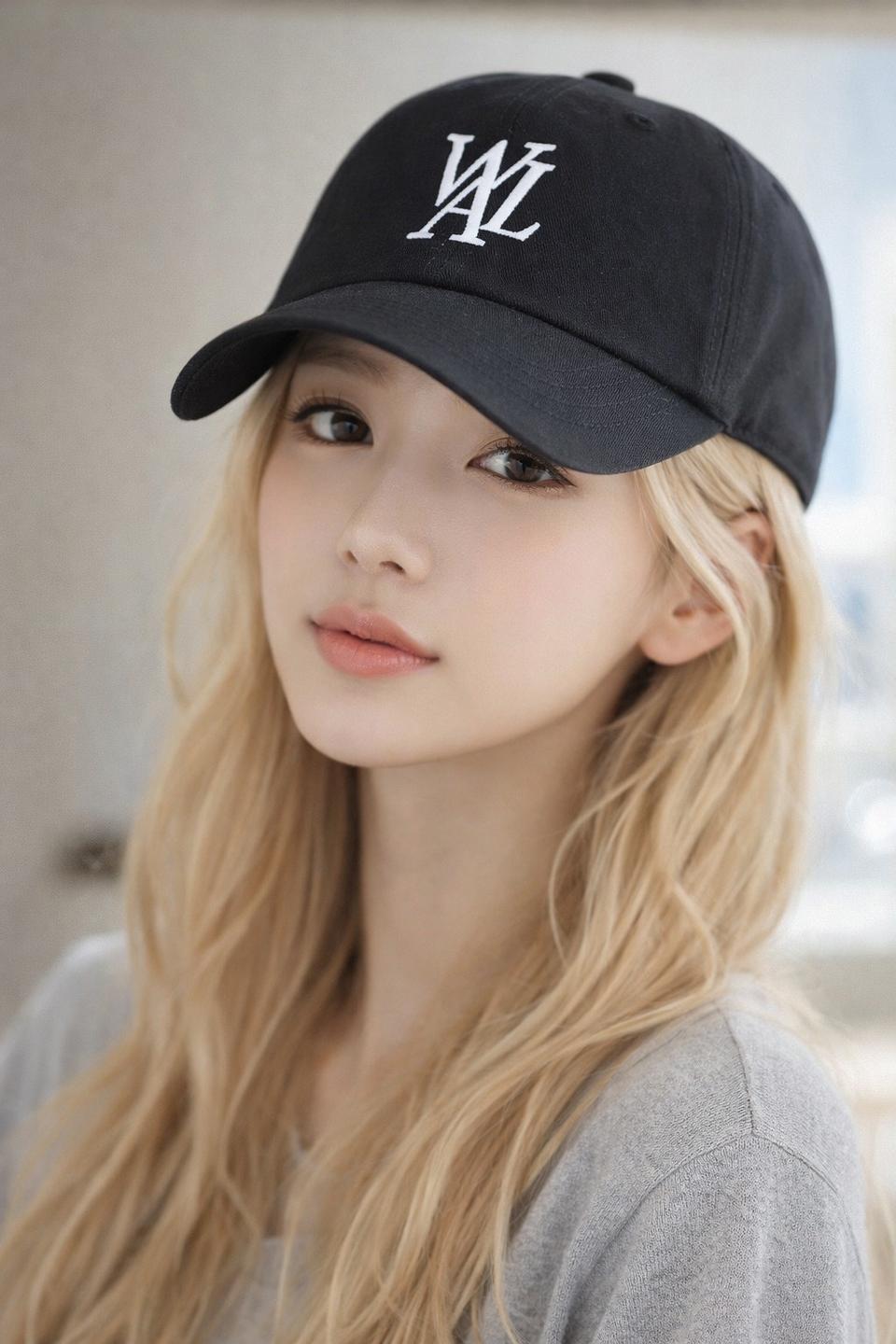 우알롱 시그니처 로고 볼캡 블랙 S(57)