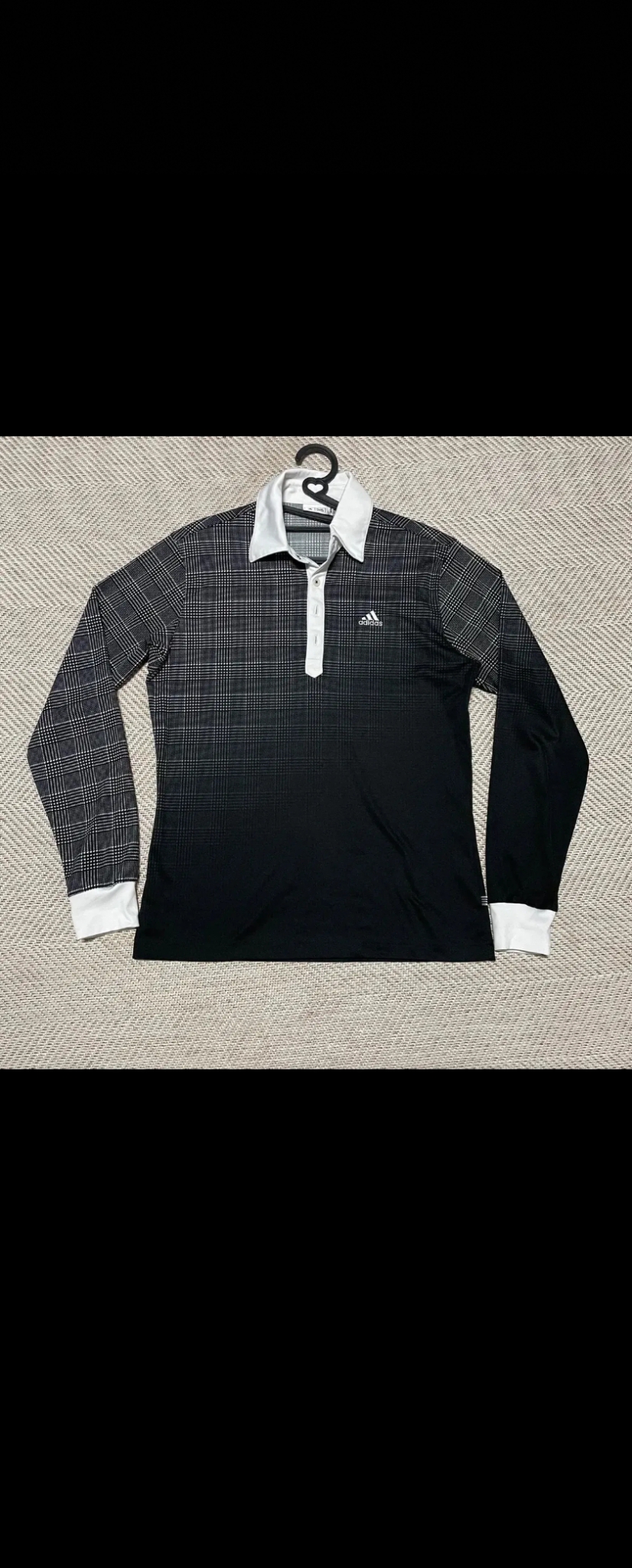 남녀공용 아디다스 골프웨어 긴팔 체크 카라티셔츠 기능성