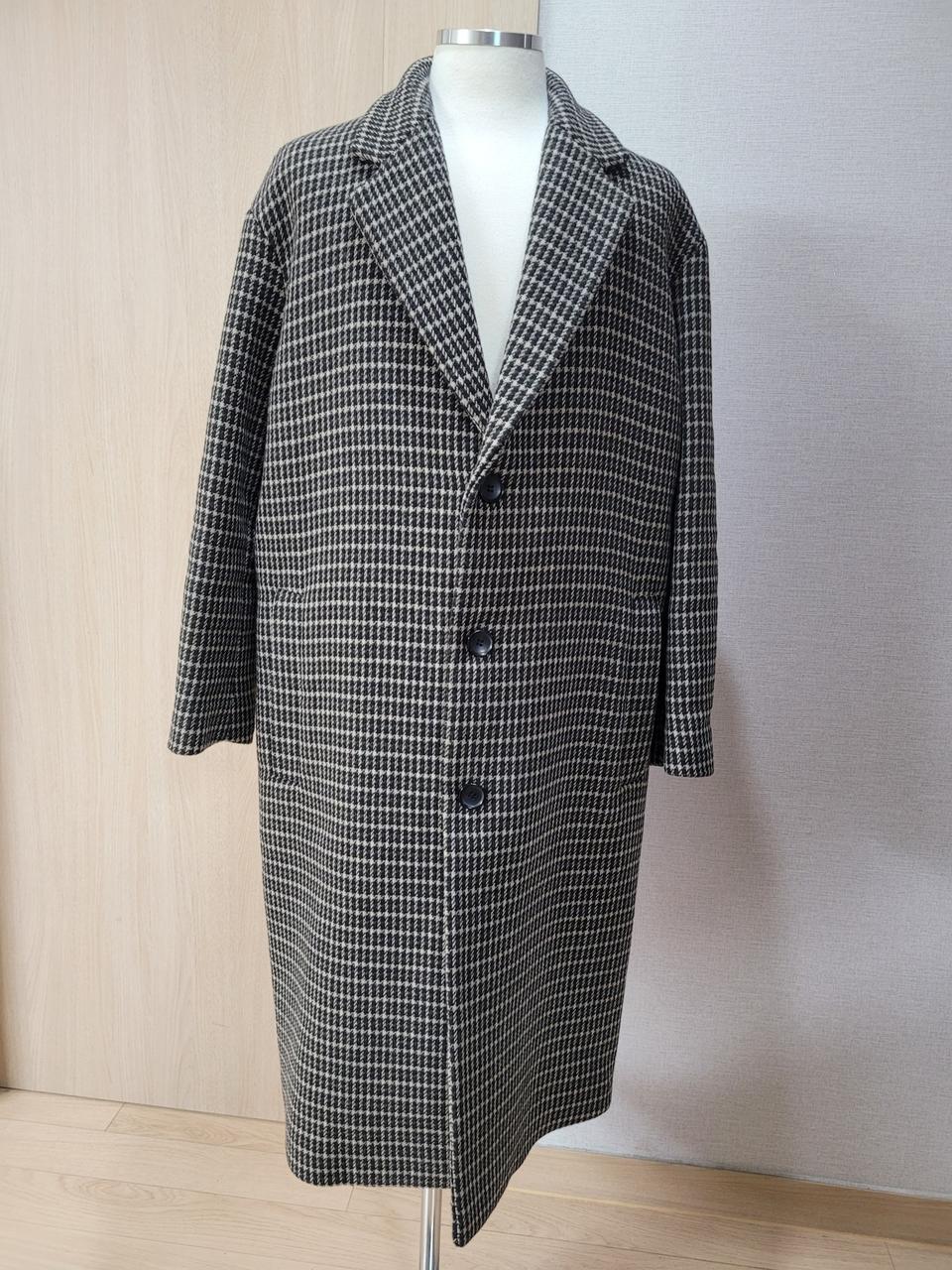 스파오포맨 SPAO for men 남자 오버핏 모직 체크롱코트 105