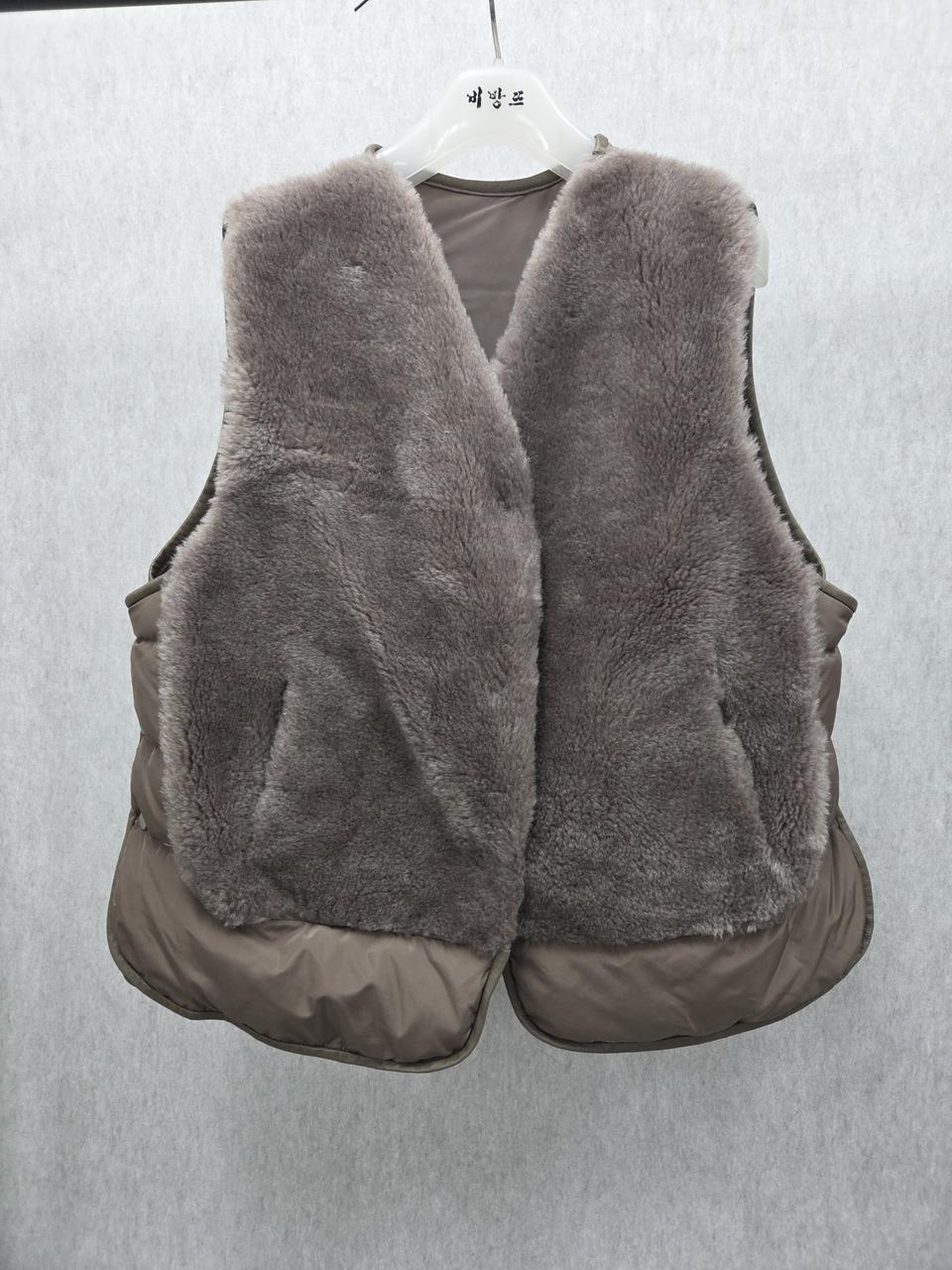 여성 77size 박춘무 양모 양가죽 오리털 조끼 베스트