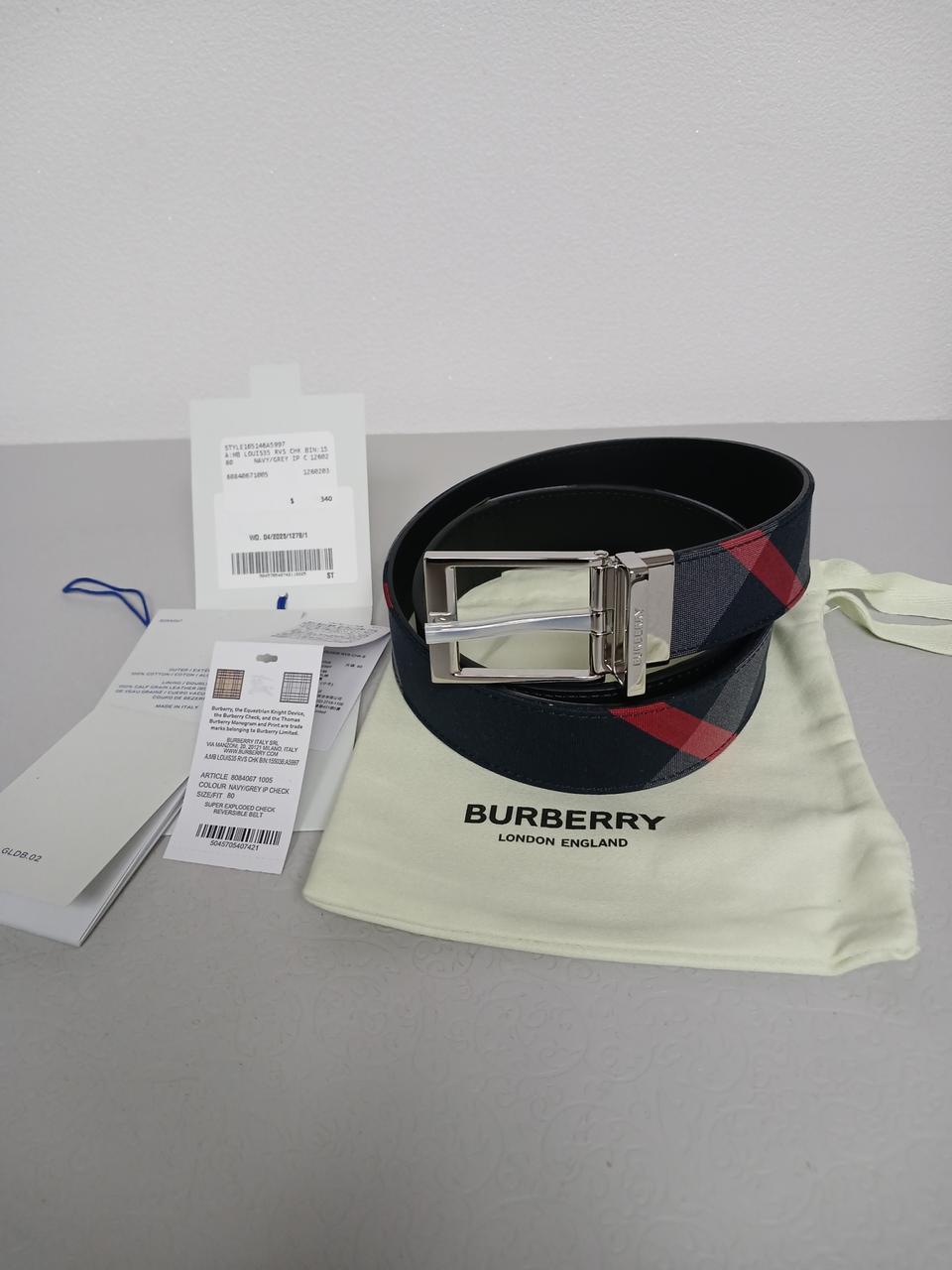 버버리 네이비 체크 리버시블 벨트 80 새상품 정품입니다