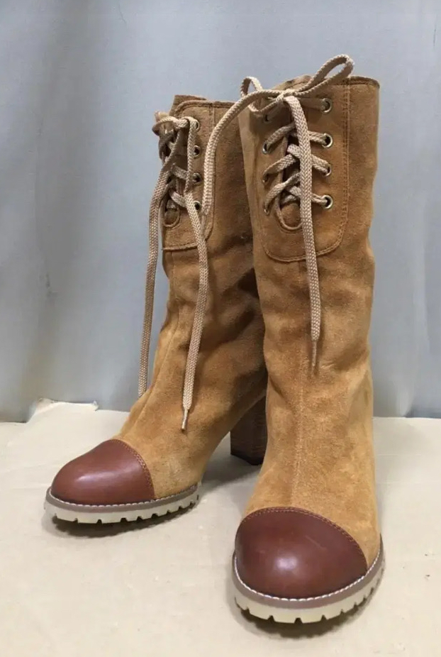 새상품)리얼가죽 스웨이드 부츠.워커.힐 (240)