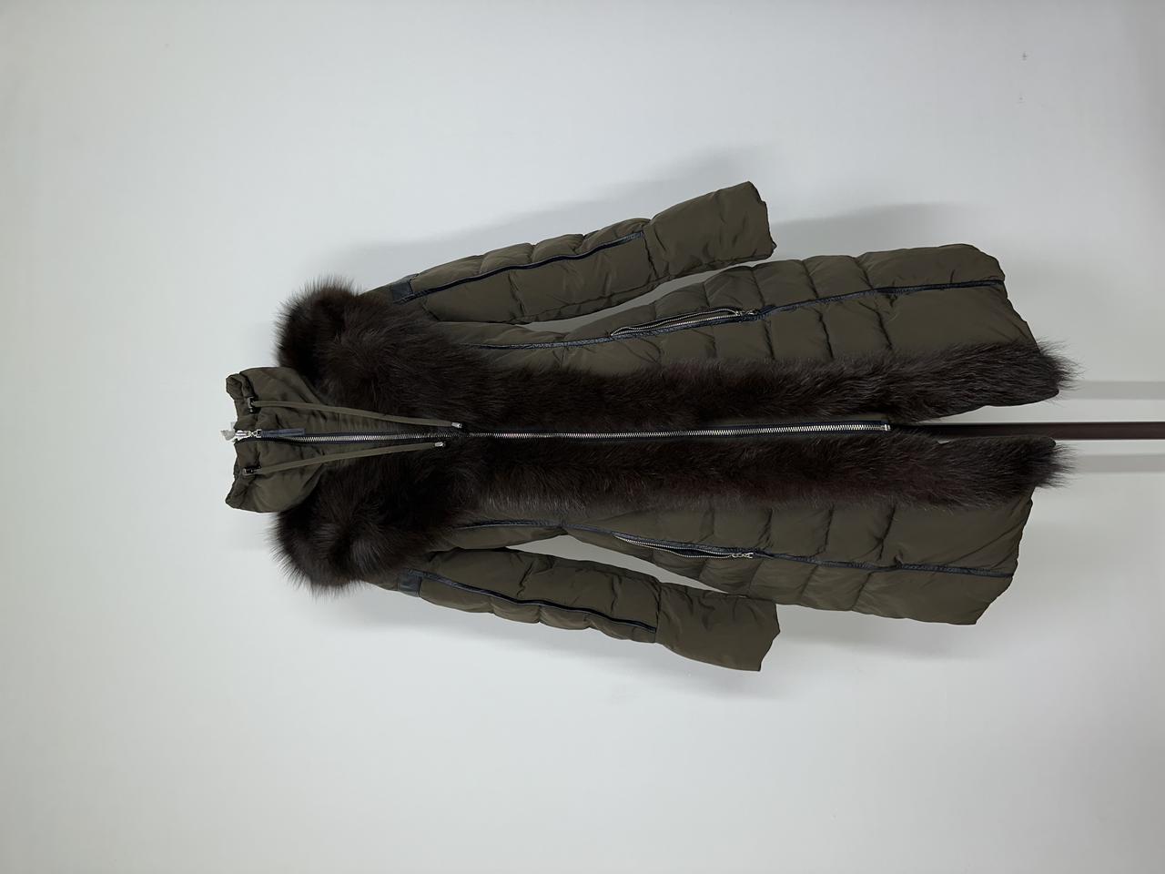 55 폭스퍼 소가죽 오리털 롱패딩 