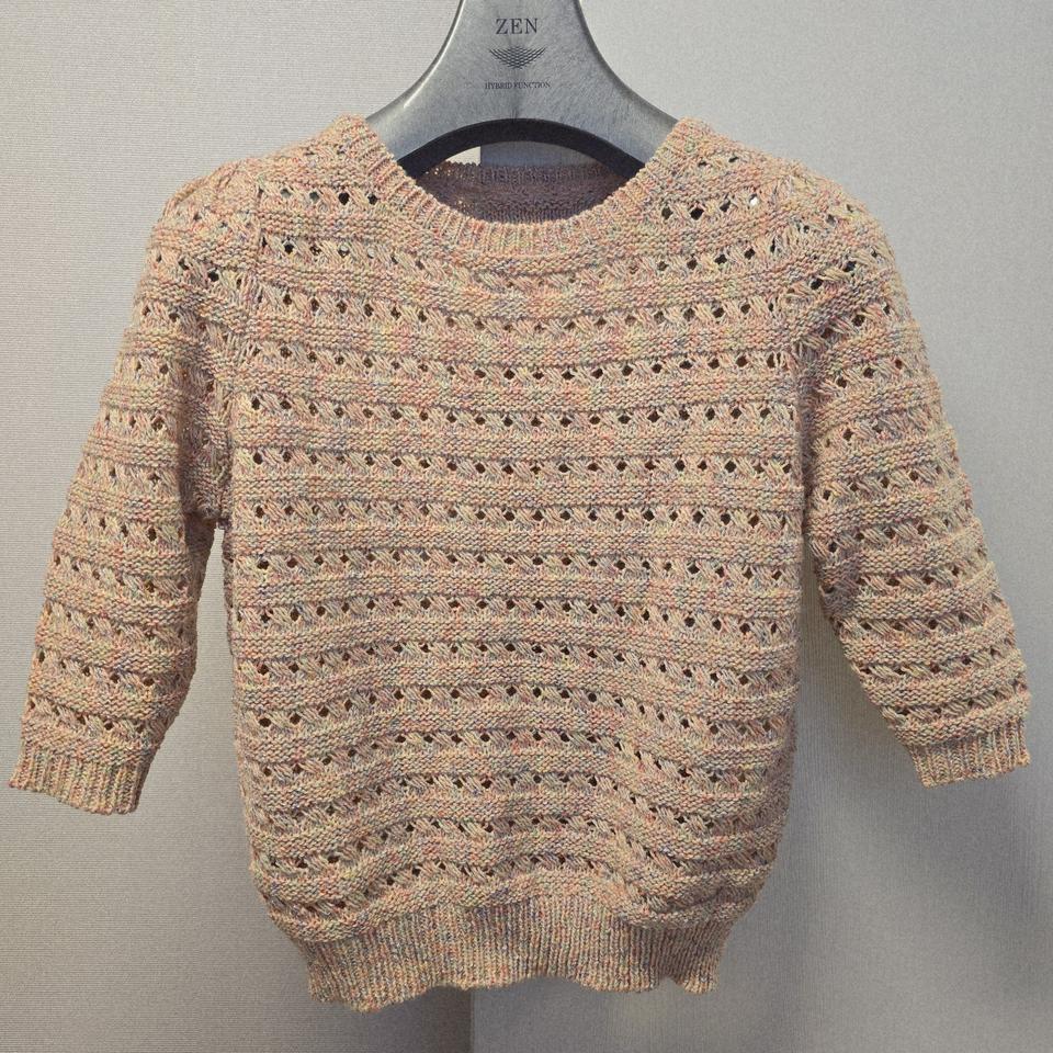 펀칭 짜임 반팔 니트