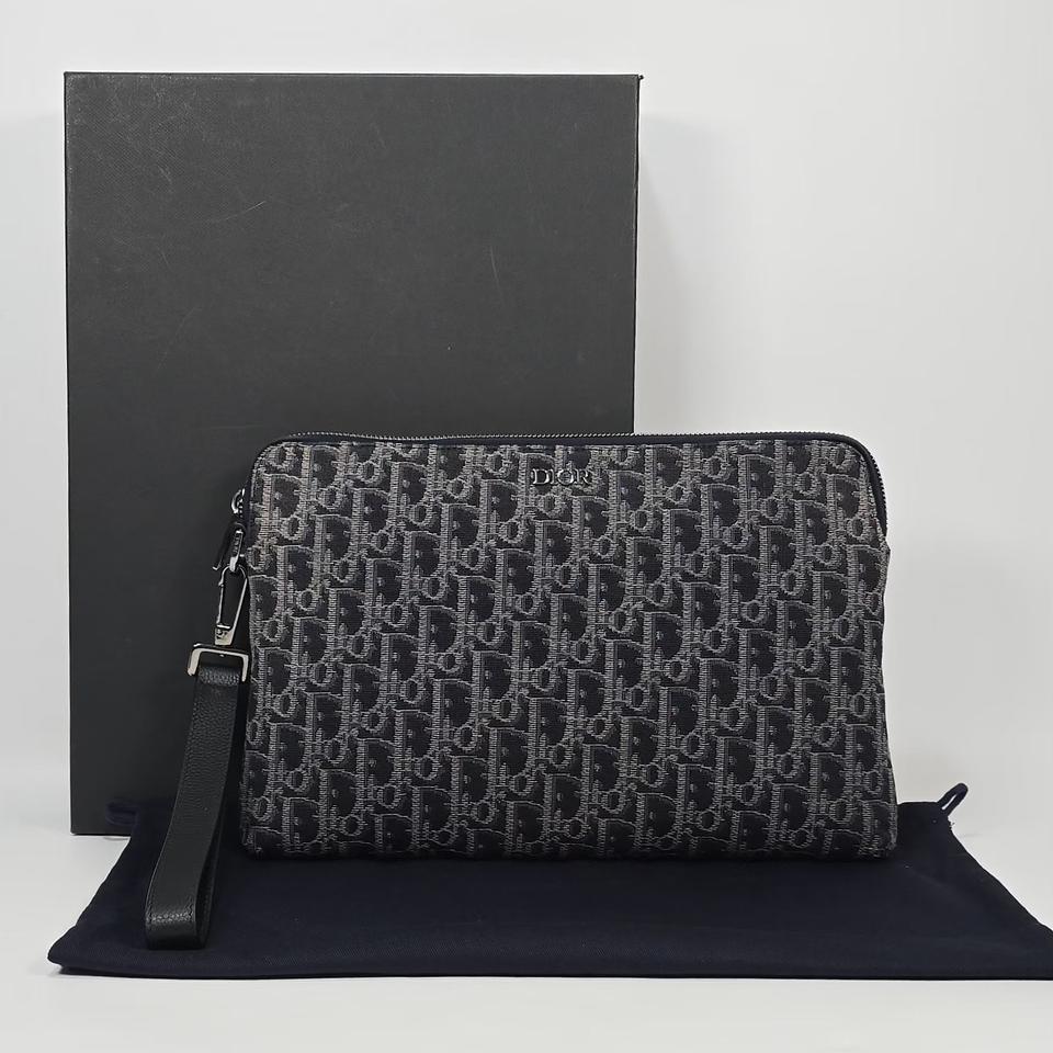 디올 오블리크 자카드 스트랩 클러치백