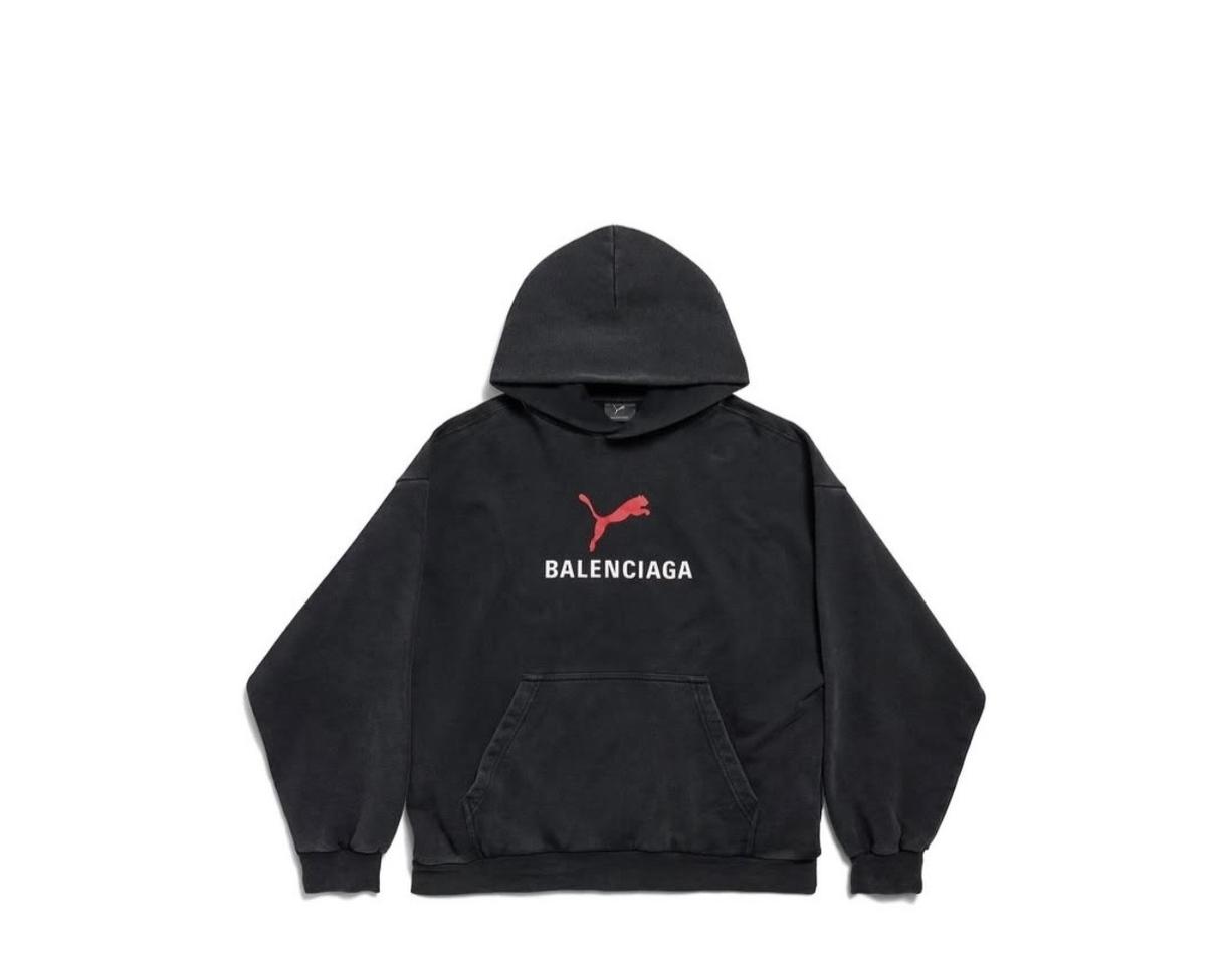 발렌시아가x푸마 25fw 스웨트 후드 블랙 XL사이즈