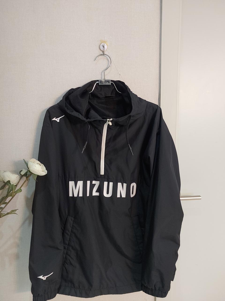미즈노 블랙 아노락 후드 바람막이 S  100