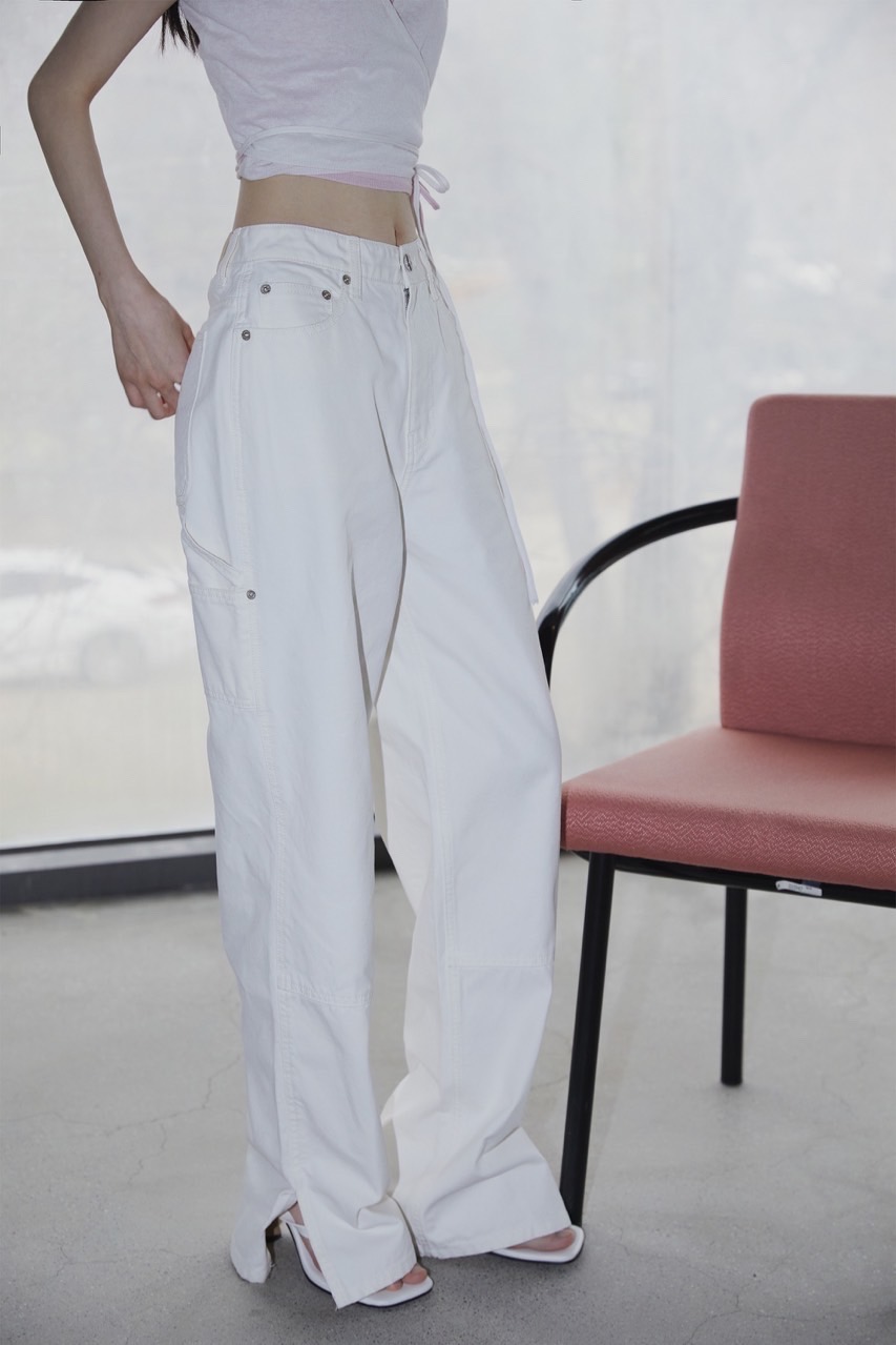 Avie Muah 빈티지 다잉 카펜터 진 아이보리